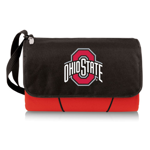 Ohio State Buckeyes Blanket Tote Outdoor Picnic Blanket, (Red with Black Flap)