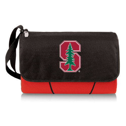 Stanford Cardinal Blanket Tote Outdoor Picnic Blanket, (Red with Black Flap)