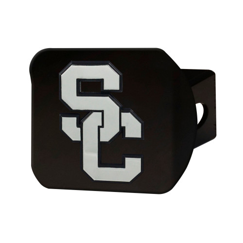 University of Southern California Hitch Cover - Chrome on Black 3.4"x4"