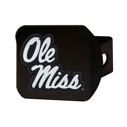University of Mississippi (Ole Miss) Hitch Cover - Chrome on Black 3.4"x4"