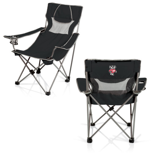 Wisconsin Badgers Campsite Camp Chair, (Black with Gray Accents)
