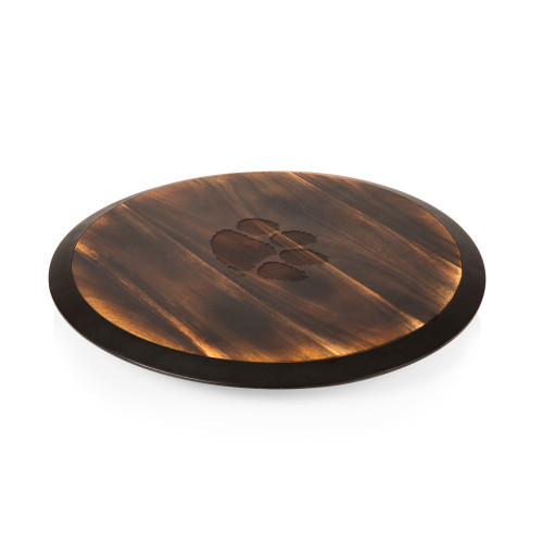 Clemson Tigers Lazy Susan Serving Tray, (Fire Acacia Wood)