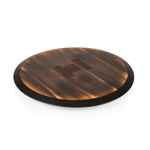 Illinois Fighting Illini Lazy Susan Serving Tray, (Fire Acacia Wood)