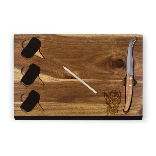 NC State Wolfpack Delio Acacia Cheese Cutting Board & Tools Set, (Acacia Wood)