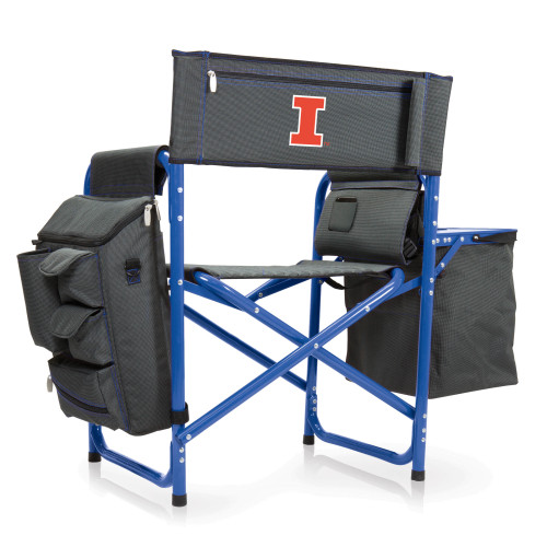Illinois Fighting Illini Fusion Camping Chair, (Dark Gray with Blue Accents)