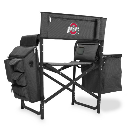 Ohio State Buckeyes Fusion Camping Chair, (Dark Gray with Black Accents)