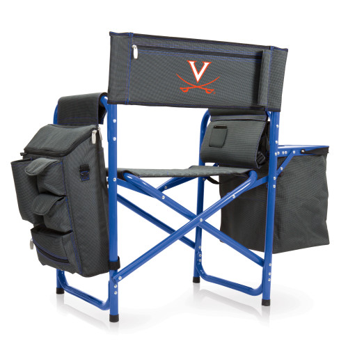 Virginia Cavaliers Fusion Camping Chair, (Dark Gray with Blue Accents)