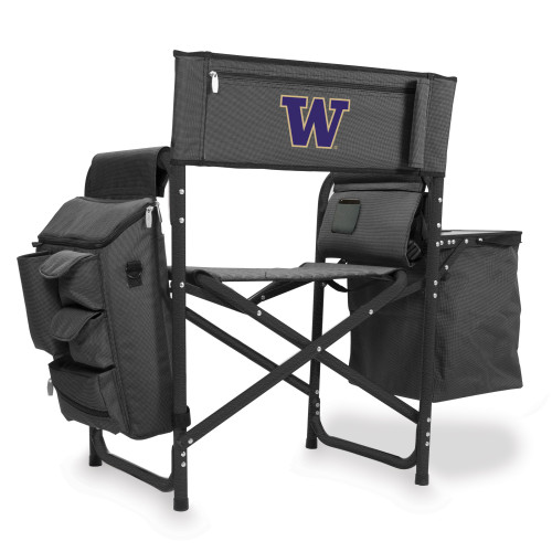 Washington Huskies Fusion Camping Chair, (Dark Gray with Black Accents)