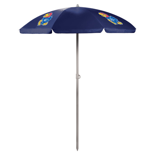 Kansas Jayhawks 5.5 Ft. Portable Beach Umbrella, (Navy Blue)