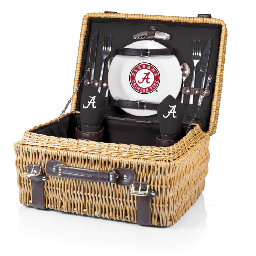 Alabama Crimson Tide Champion Picnic Basket, (Black with Brown Accents)