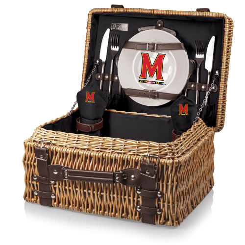 Maryland Terrapins Champion Picnic Basket, (Black with Brown Accents)