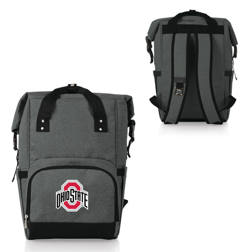 Ohio State Buckeyes On The Go Roll-Top Backpack Cooler, (Heathered Gray)