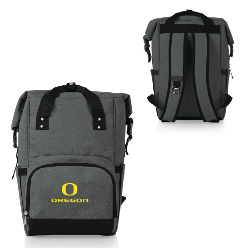 Oregon Ducks On The Go Roll-Top Backpack Cooler, (Heathered Gray)