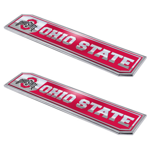 Ohio State University - Ohio State Buckeyes Embossed Truck Emblem 2-pk Ohio State Primary Logo with Wordmark Red