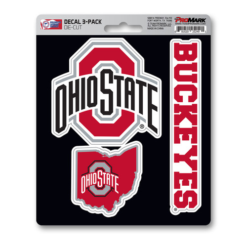 Ohio State Buckeyes Decal 3-pk 3 Various Logos / Wordmark