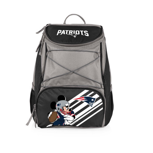 New England Patriots Mickey Mouse PTX Backpack Cooler, (Black with Gray Accents)