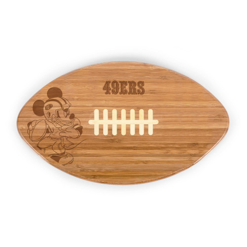 San Francisco 49ers Mickey Mouse Touchdown! Football Cutting Board & Serving Tray, (Bamboo)