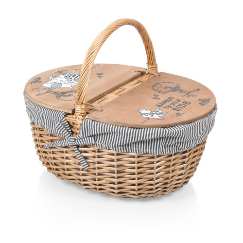 Winnie the Pooh Country Picnic Basket, (Navy Blue & White Stripe)