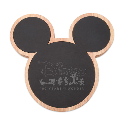 Disney 100 Mickey Mouse Slate Cheese Board with Cheese Knife Set, (Parawood with Slate)