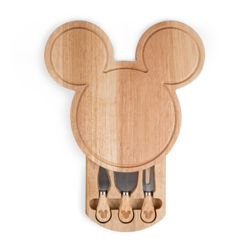Mickey Mouse Head Shaped Cheese Board with Tools, (Parawood)