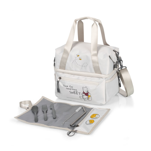 Winnie the Pooh Tarana Lunch Bag Cooler with Utensils, (Halo Gray)