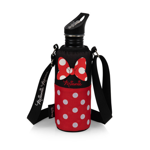 Minnie Mouse Bottle Cooler with Bottle, (Black with Red Pattern)