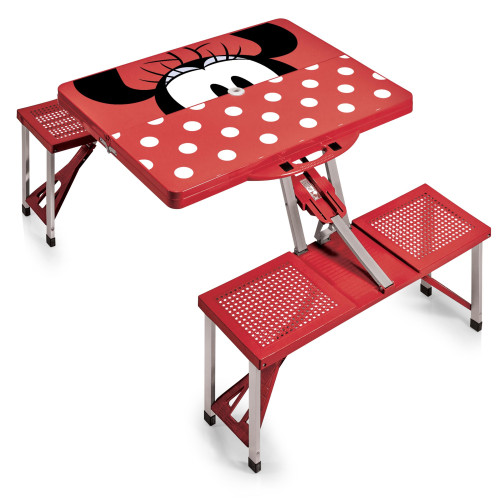 Minnie Mouse Picnic Table Portable Folding Table with Seats, (Red)