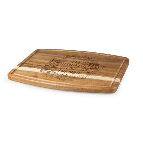 Mickey & Minnie Mouse Thanksgiving Ovale Acacia Cutting Board, (Acacia Wood)