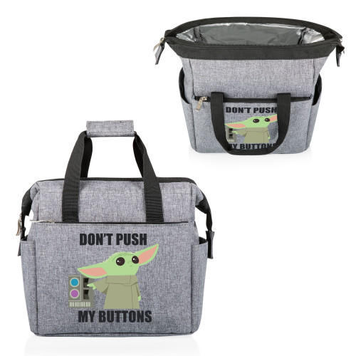 Mandalorian The Child Buttons On The Go Lunch Bag Cooler, (Heathered Gray)