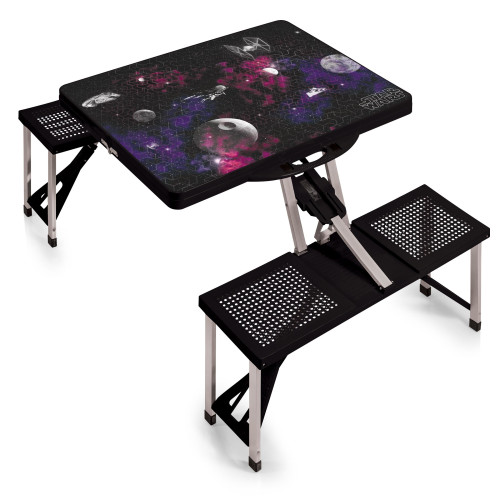 Star Wars Death Star Picnic Table Portable Folding Table with Seats, (Black)