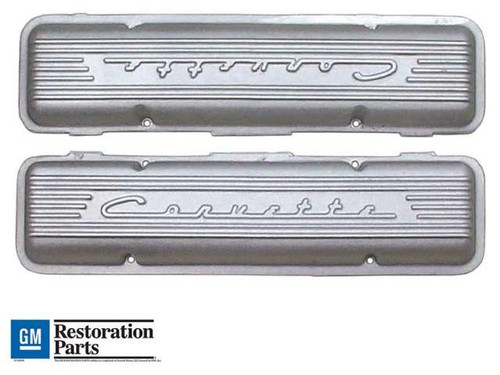 Chevy Small Block 1955-1959 CORVETTE® Script and Fins Valve Covers - As-Cast