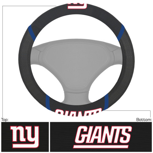 New York Giants Steering Wheel Cover  "NY" Logo & "Giants" Wordmark Black