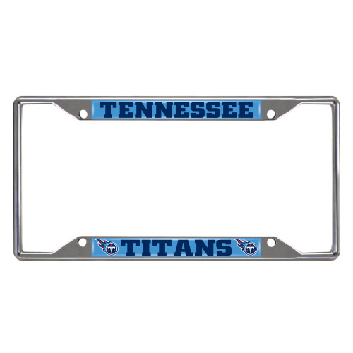 Tennessee Titans License Plate Frame  Flaming T Primary Logo and Wordmark Blue