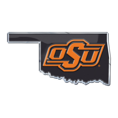 Oklahoma State University - Oklahoma State Cowboys Embossed State Emblem "OSU" Logo / Shape of Oklahoma Orange & Black