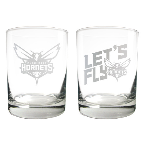NBA Charlotte Hornets 2pc Rocks Glass Set