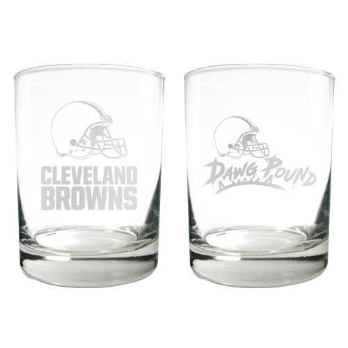 NFL Cleveland Browns 2pc Rocks Glass Set