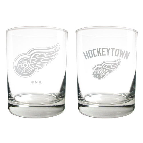 NHL Detroit Redwings 2pc Rocks Glass Set