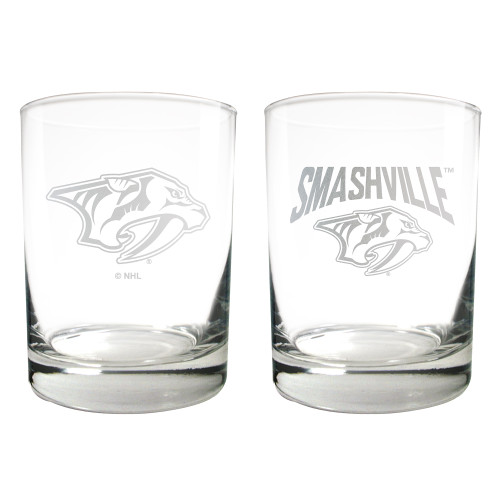 NHL Nashville Predators 2pc Rocks Glass Set