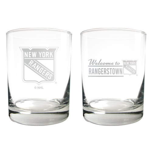 NHL New York Rangers 2pc Rocks Glass Set