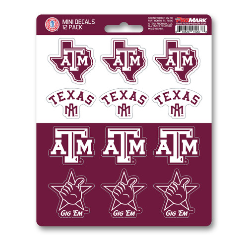 Texas A&M Aggies Mini Decal 12-pk 12 Various Logos / Wordmark