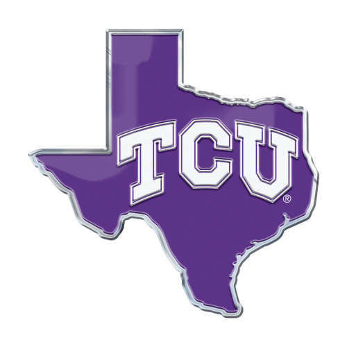 Texas Christian University - TCU Horned Frogs Embossed State Emblem "TT" Primary Logo / Shape of Texas Purple