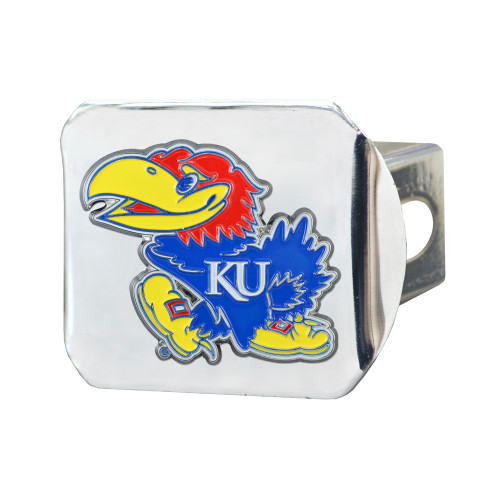 University of Kansas Color Hitch Cover - Chrome 3.4"x4"