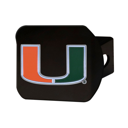 University of Miami Hitch Cover - Color on Black 3.4"x4"