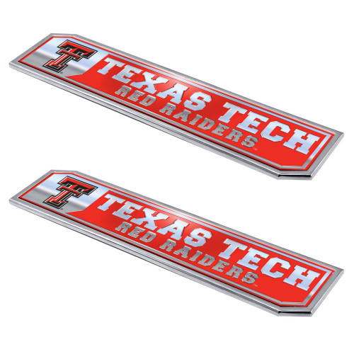 Texas Tech University - Texas Tech Red Raiders Embossed Truck Emblem 2-pk Primary Logo & Wordmark Red