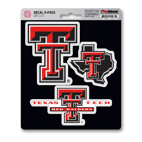 Texas Tech Red Raiders Decal 3-pk 3 Various Logos / Wordmark