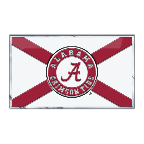 University of Alabama - Alabama Crimson Tide Embossed State Flag Emblem Primary Team Logo on State Flag Design Red