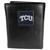 TCU Horned Frogs Deluxe Leather Tri-fold Wallet Packaged in Gift Box