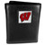 Wisconsin Badgers Deluxe Leather Tri-fold Wallet Packaged in Gift Box