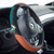 Miami Dolphins Sports Grip Steering Wheel Cover Primary Logo and Wordmark Tan & Black