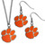 Clemson Tigers Dangle Earrings and Chain Necklace Set